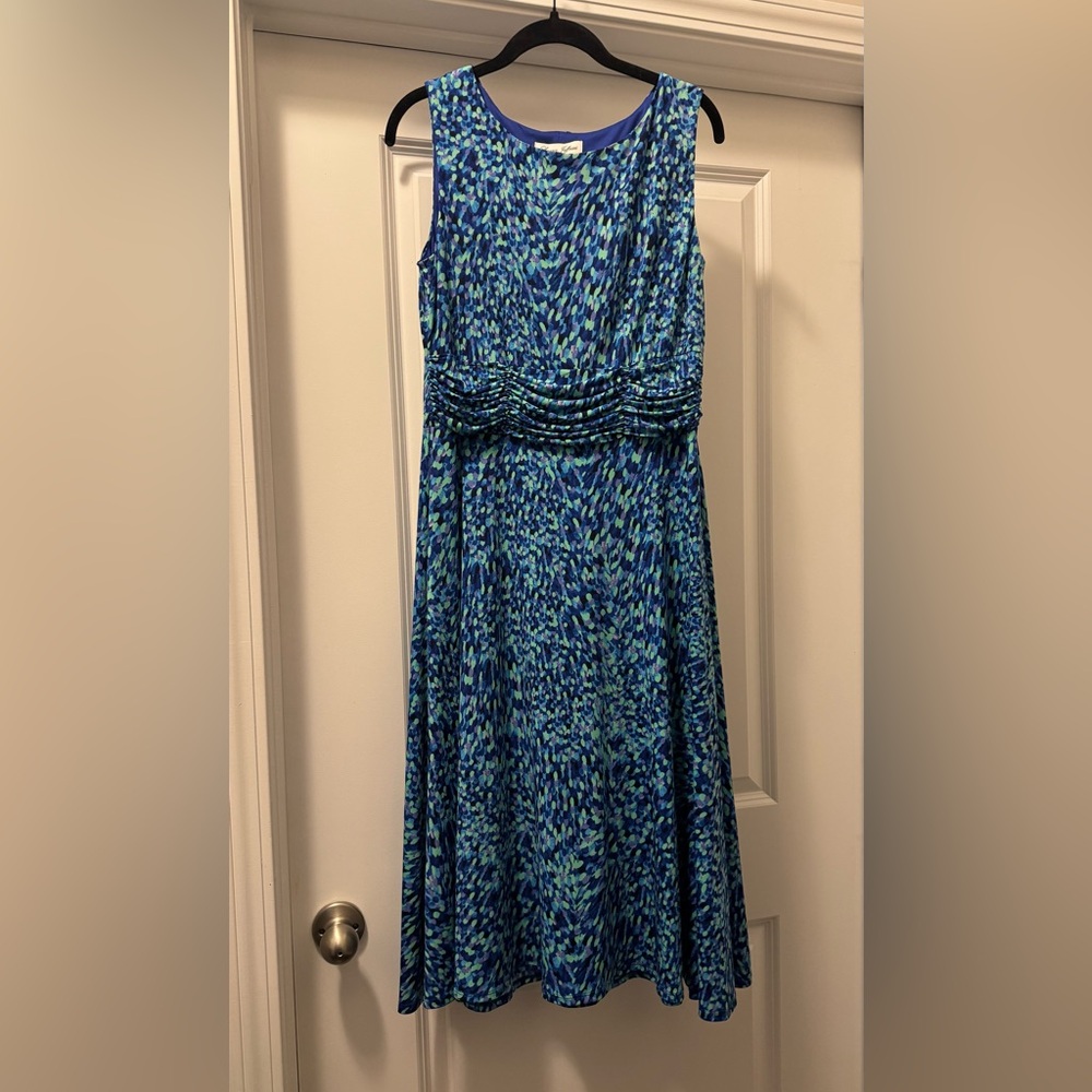 Laura Jeffries Blue Cowl Neck Sleeveless Midi Sundress